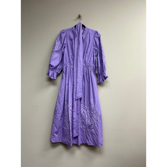 TUCKERNUCK Lavender Embroidery Dowling Midi Dress Size L NWT - Picture 4 of 6